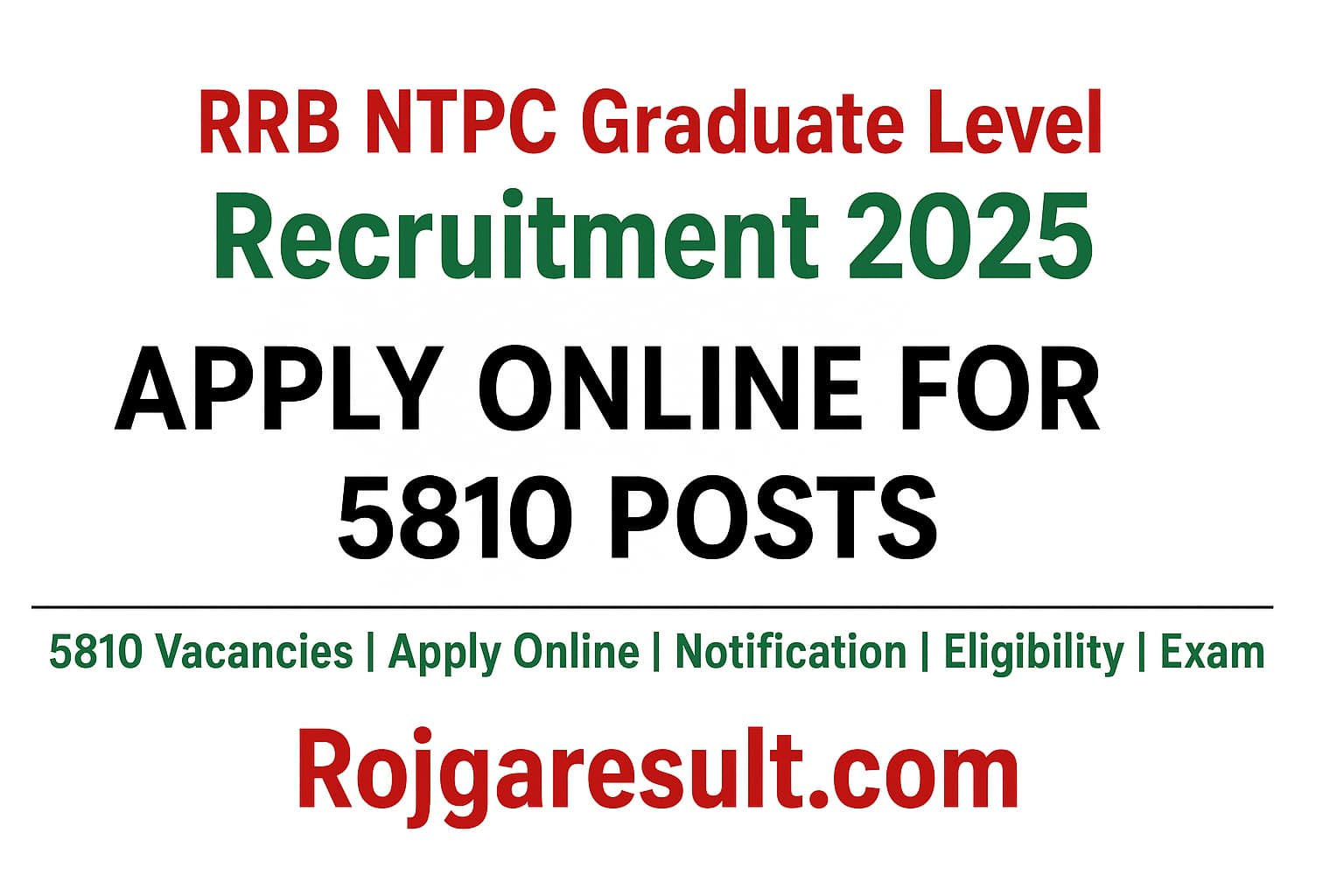RRB NTPC Graduate Level Recruitment 2025 – Rojgaresult.com